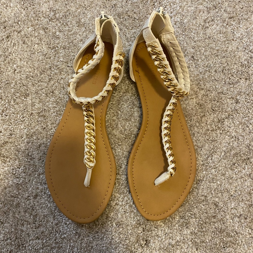 NWT Gold and White Sandals